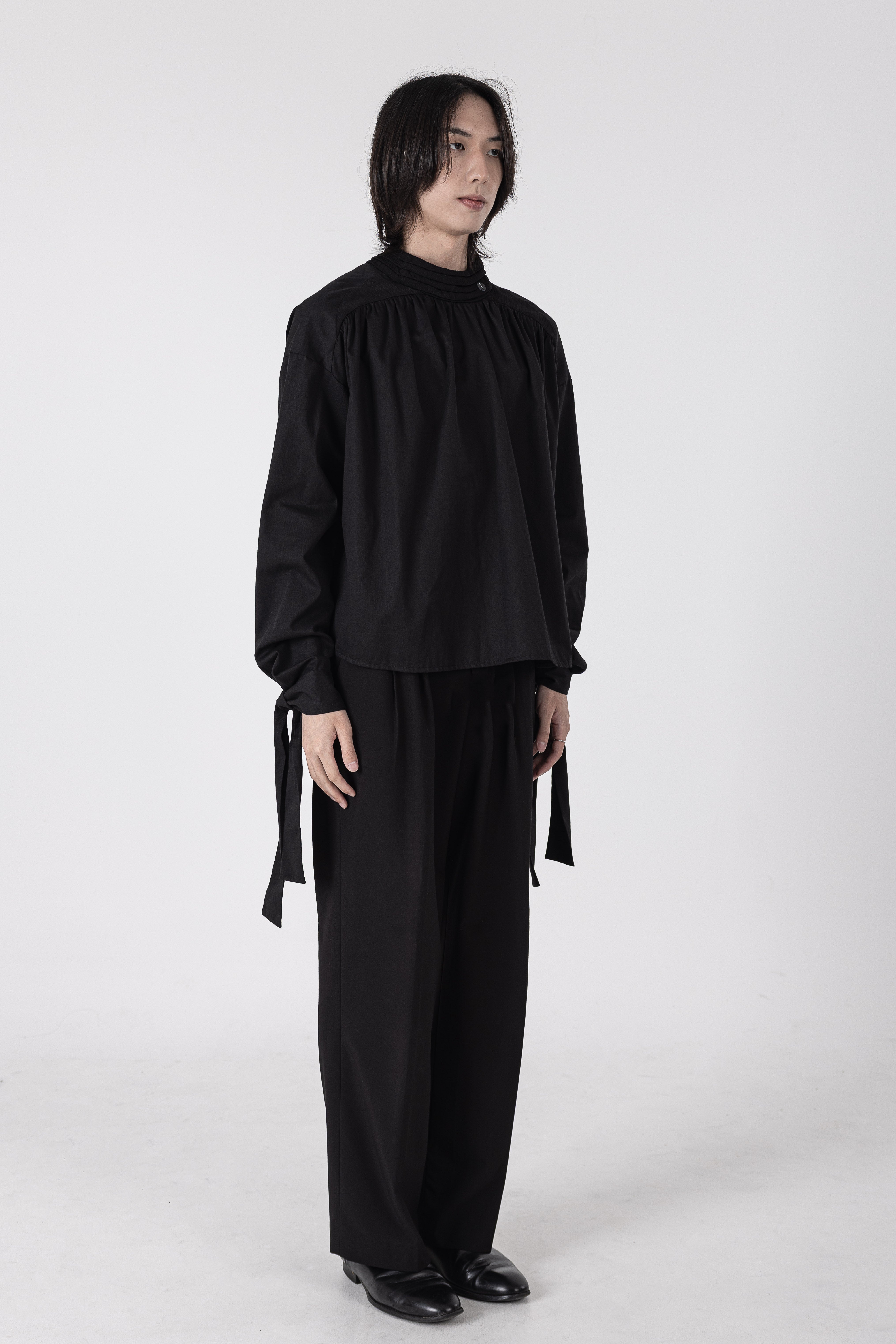 Turtleneck Shirt with Scarf Detail