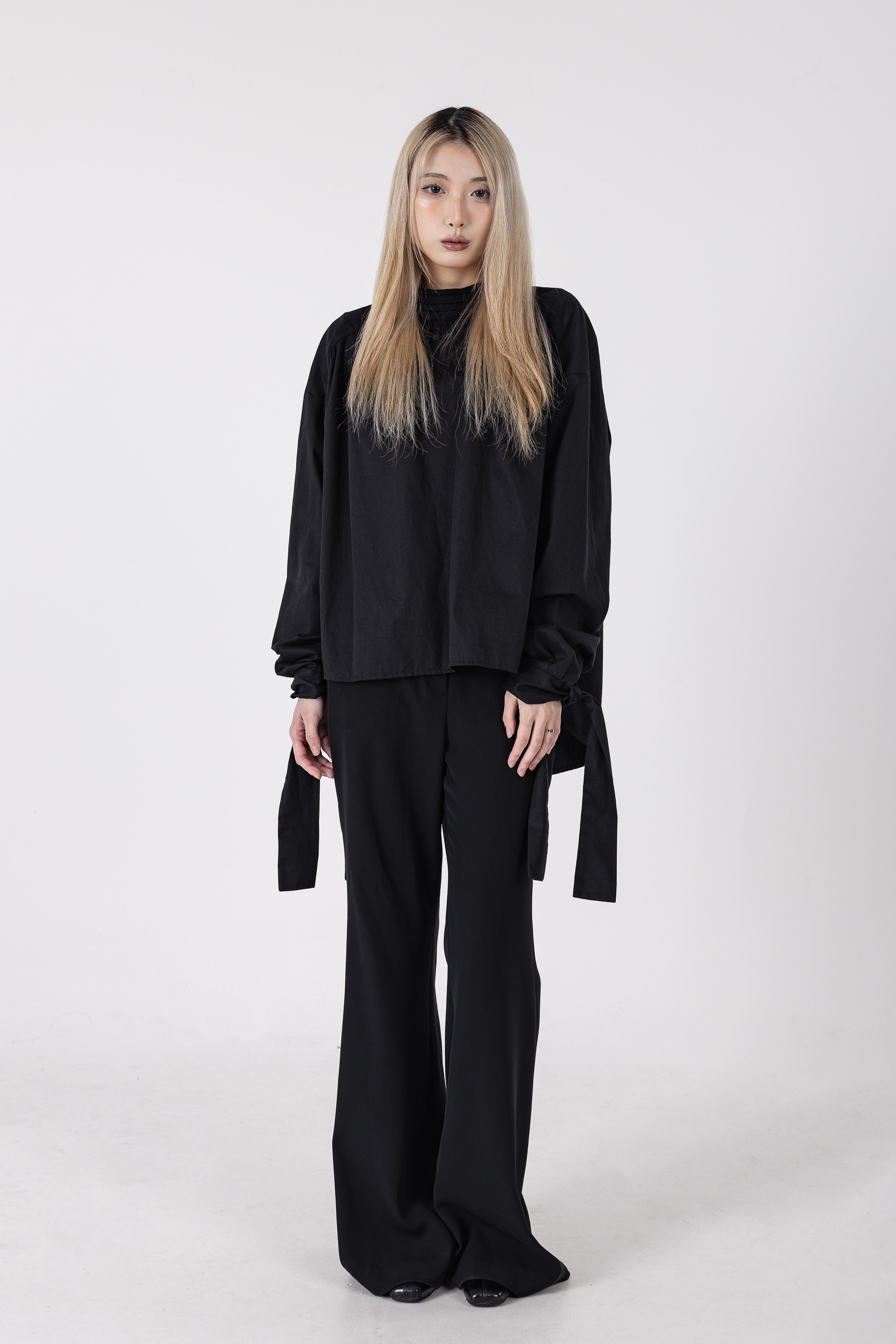 Turtleneck Shirt with Scarf Detail