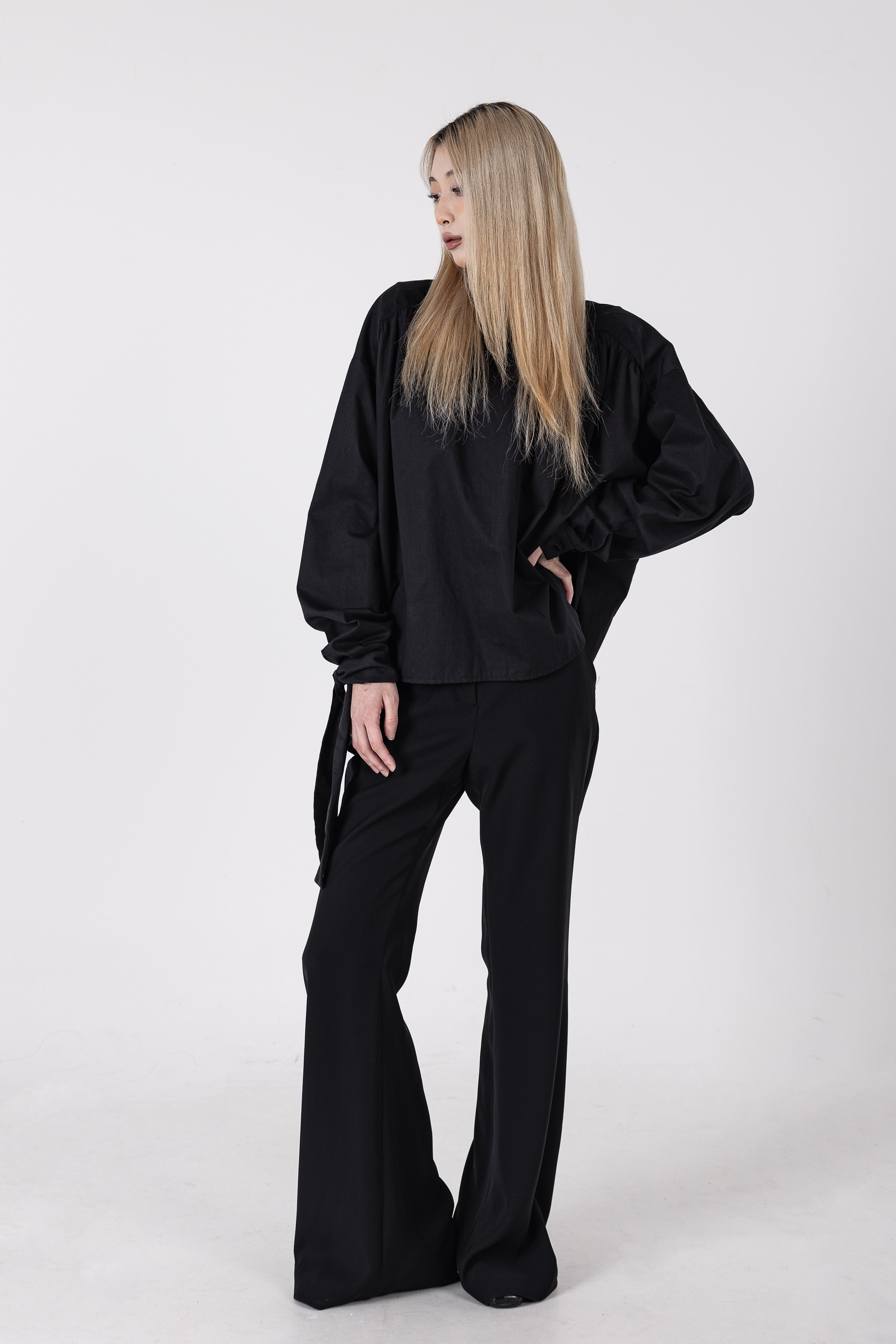 Turtleneck Shirt with Scarf Detail