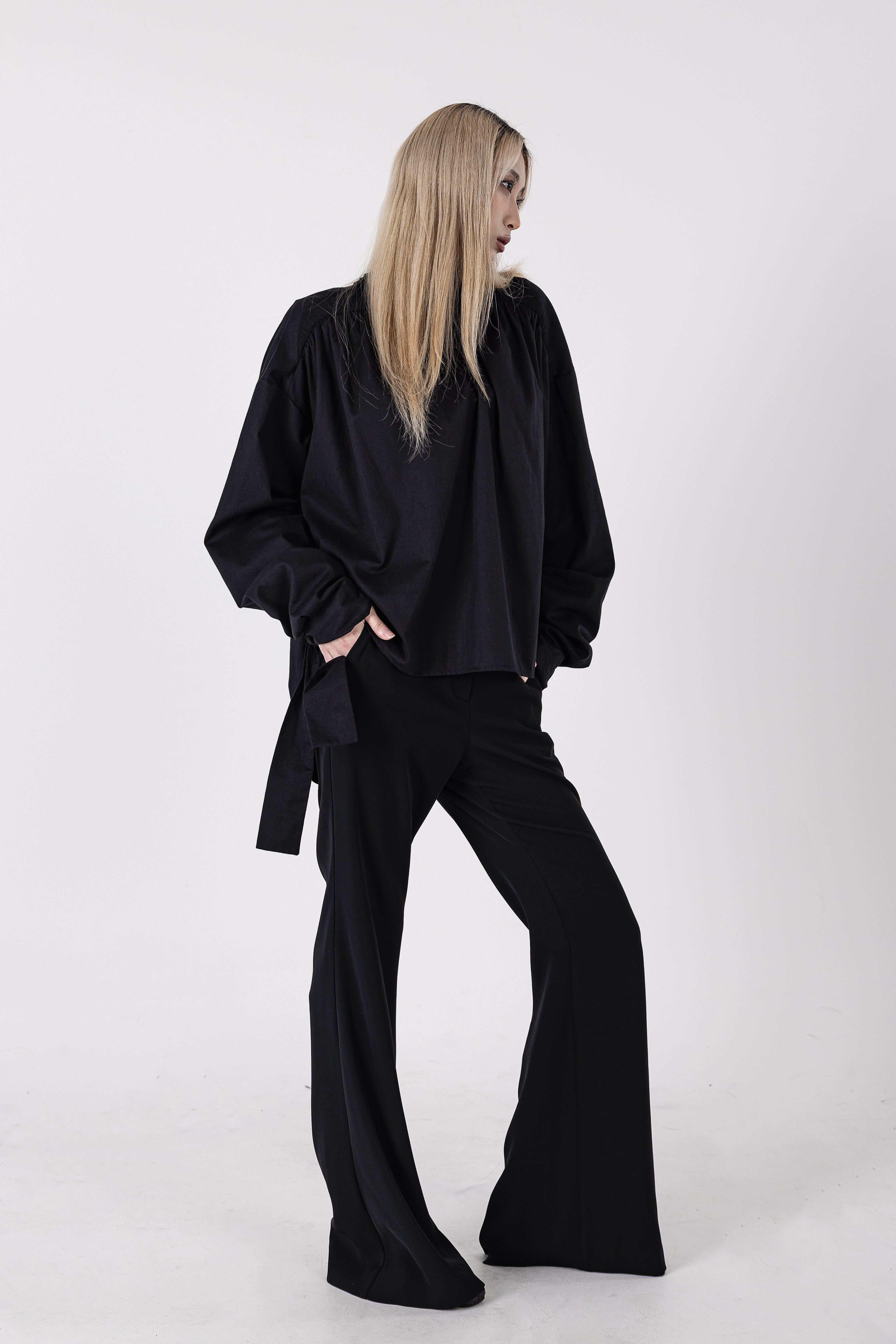 Turtleneck Shirt with Scarf Detail