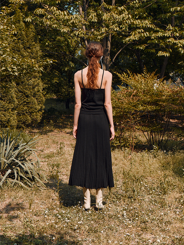 Halter Neck Knitted Top Black